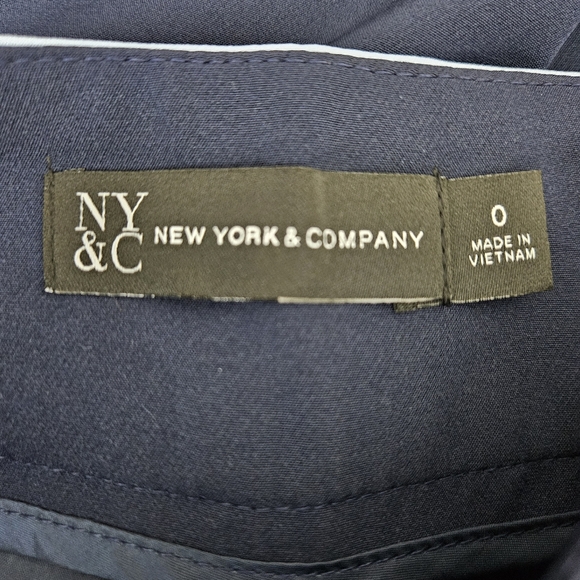 NY&C New York Company Straight Dress Pants Navy High Rise Career Slacks 0 - Picture 3 of 5